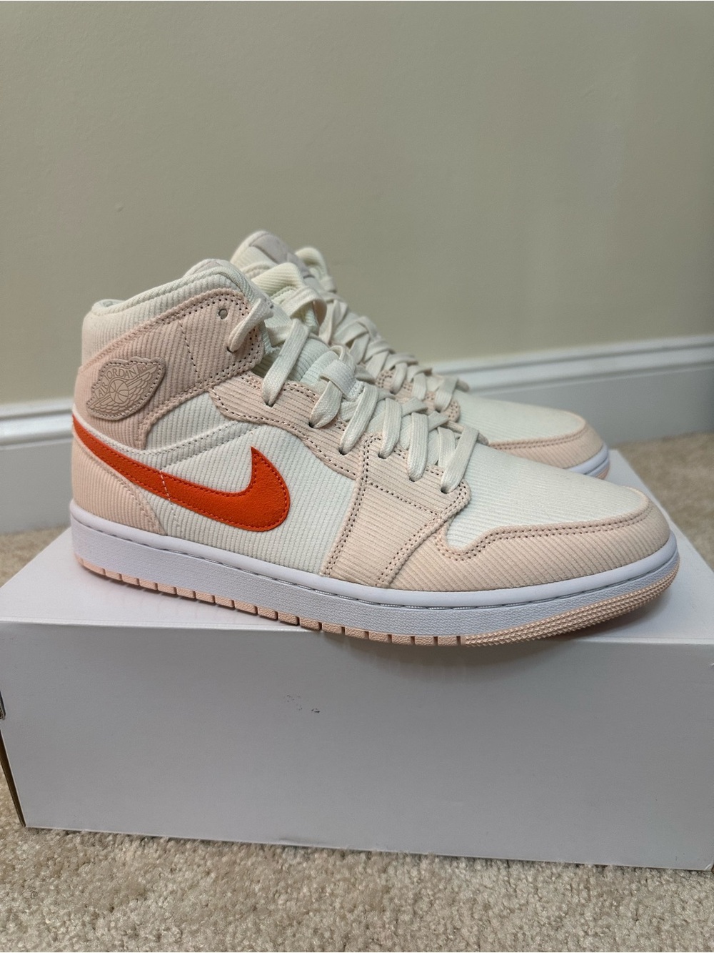 Nike Mid-Top Sneakers in Cream and Orange